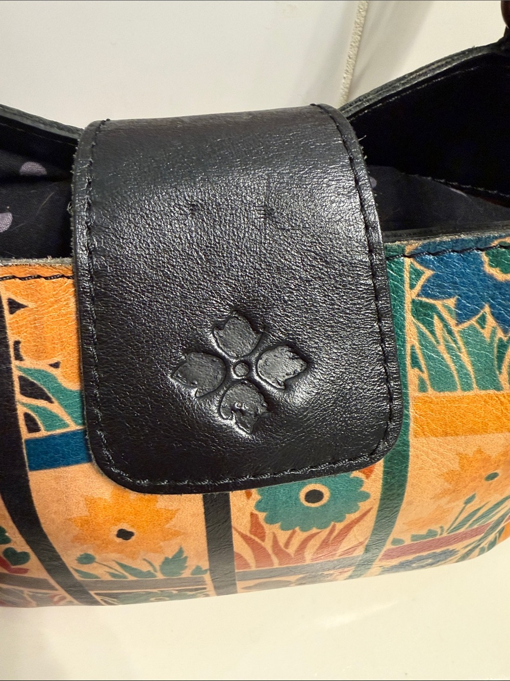 Patricia Nash Multicolor Floral Patchwork Shoulder Bag with Black Trim - Picture 2 of 10